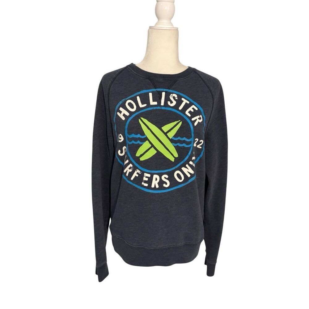 Hollister “Surfers Only” graphic blue crewneck sweatshirt - M